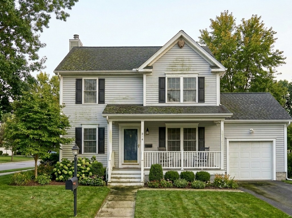Suburban House Before Softwashing